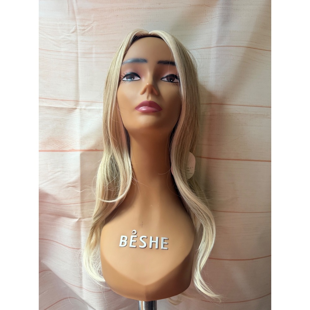 Blonde with lighter blonde money piece synthetic wig